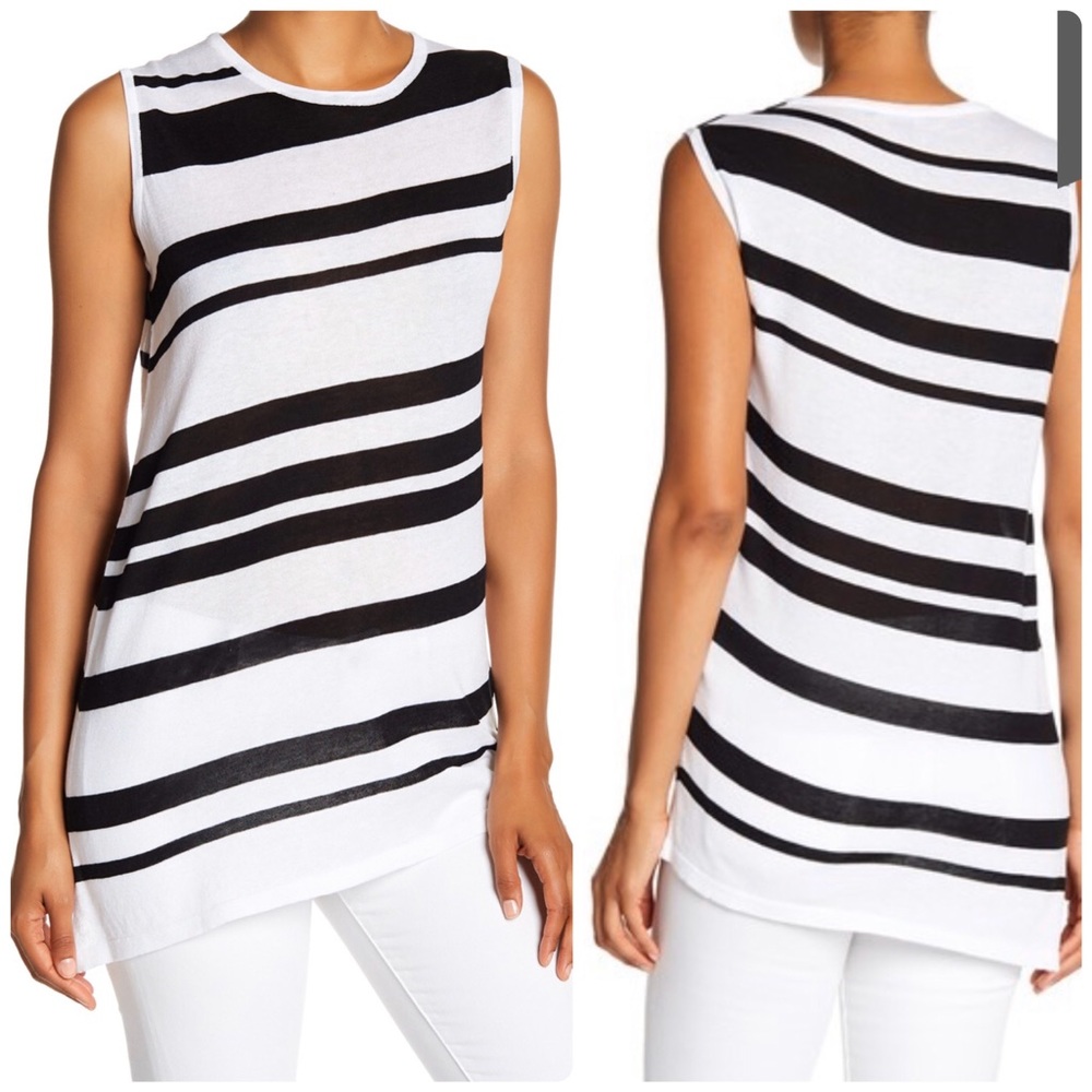 ACROBAT Striped Asymmetrical Sleeveless Tank Top Size S NWOT Minimalist